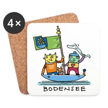 Farbiges Segelboot Fantasiehelden - Untersetzer (4er-Set) - Weiß - Vorne