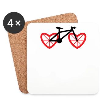 Fahrrad Herz Rad - Untersetzer (4er-Set) - Weiß - Vorne