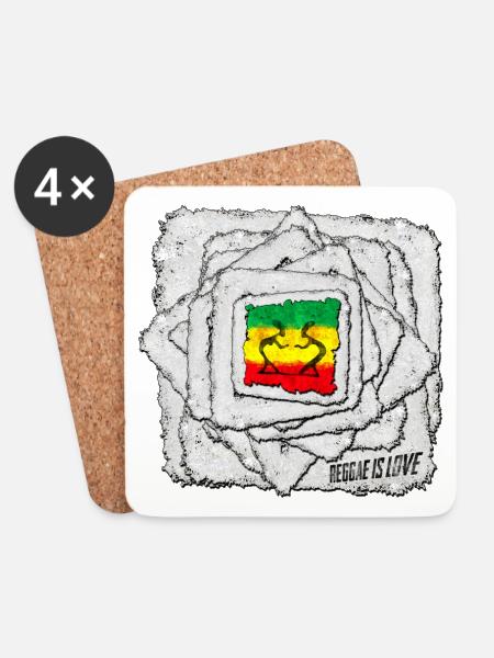 Reggae Love Schattenmotiv - Untersetzer (4er-Set) - Weiß