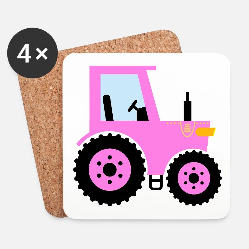 Traktor Pink für Mädchen - Untersetzer (4er-Set) - Weiß