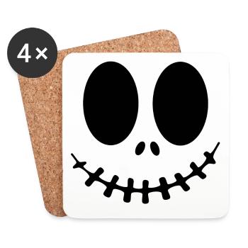 Halloween Gesicht - Untersetzer (4er-Set) - Weiß - Vorne