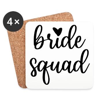 Bride Squad with Heart JGA Bachelorette - Coasters (set of 4) - white - Front
