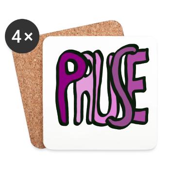 Schriftzug Pause - Untersetzer (4er-Set) - Weiß - Vorne