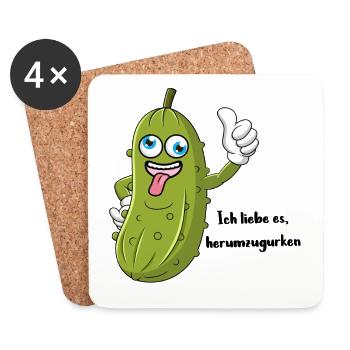 Herumgurken - lustige Gurke Geschenkidee - Untersetzer (4er-Set) - Weiß - Vorne