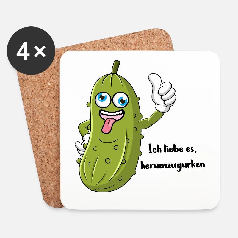 Herumgurken - lustige Gurke Geschenkidee - Untersetzer (4er-Set) - Weiß