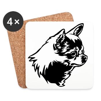 Tête de Chihuhahua - Dessous de verre (lot de 4) - blanc - Devant
