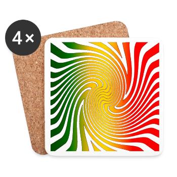 Design en spirale psychédélique aux couleurs de l’arc-en-ciel - Dessous de verre (lot de 4) - blanc - Devant