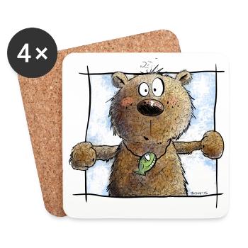 Drolliger Brauner Bär I Wildtier Comic - Untersetzer (4er-Set) - Weiß - Vorne