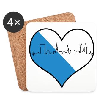 J’adore Zurich Züri Love Heart Suisse Cadeau - Dessous de verre (lot de 4) - blanc - Devant