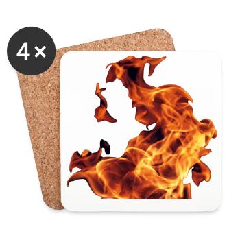 Abstract Flames on Black - Coasters (set of 4) - white - Front