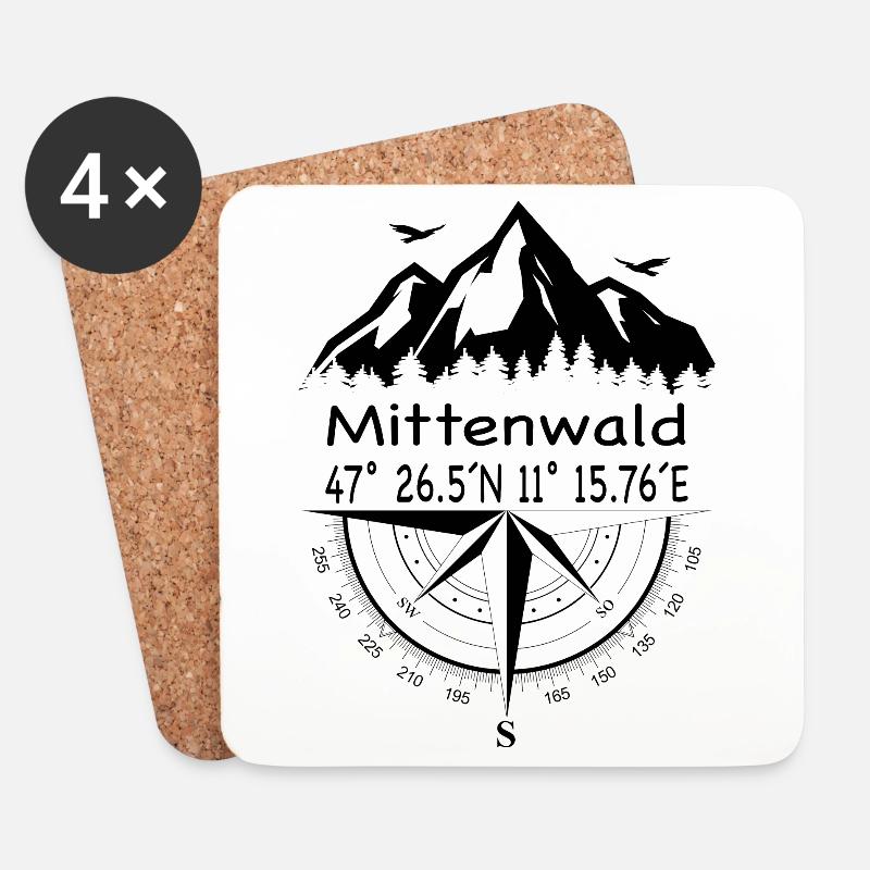 Mittenwald - Untersetzer (4er-Set) - Weiß