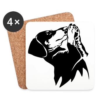 Teckels - Dessous de verre (lot de 4) - blanc - Devant