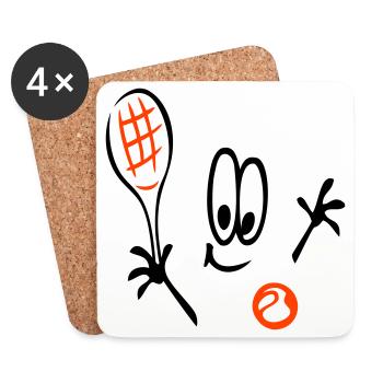 Tennis, Tennisball, Comic - Untersetzer (4er-Set) - Weiß - Vorne