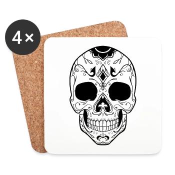 Crâne Mexicain - Dessous de verre (lot de 4) - blanc - Devant