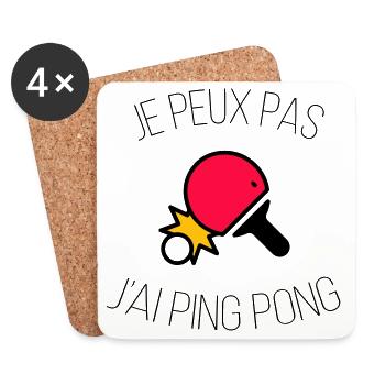 je peux pas j ai ping pong - Dessous de verre (lot de 4) - blanc - Devant