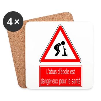L'abus d'école est dangereux pour la santé - Dessous de verre (lot de 4) - blanc - Devant