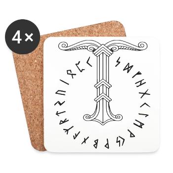 Irminsul Wikinger-Symbol - Untersetzer (4er-Set) - Weiß - Vorne