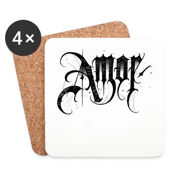 Amor - trash tattoo - Coasters (set of 4) - white - Front