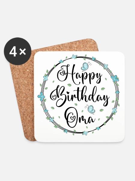 Happy Birthday Oma - Untersetzer (4er-Set) - Weiß