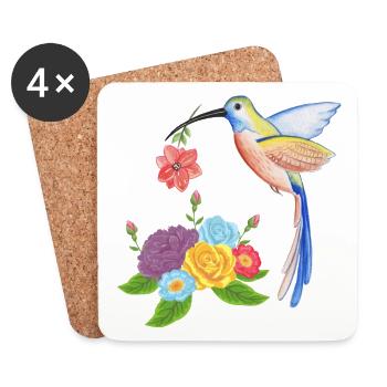 Nid de colibri - Dessous de verre (lot de 4) - blanc - Devant