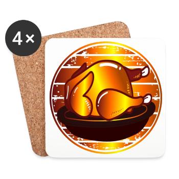 BRATHÄHNCHEN HÄHNCHEN GEFLÜGEL ESSEN GRILLEN - Untersetzer (4er-Set) - Weiß - Vorne