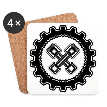 Crossed pistons with gear for proud mechanics - Coasters (set of 4) - white - Front