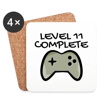 11ème anniversaire - Gamer 11 - 11 ans Cadeau - Dessous de verre (lot de 4) - blanc - Devant