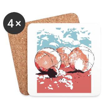 Boules de boules pour les joueurs de pétanque boulen - Dessous de verre (lot de 4) - blanc - Devant