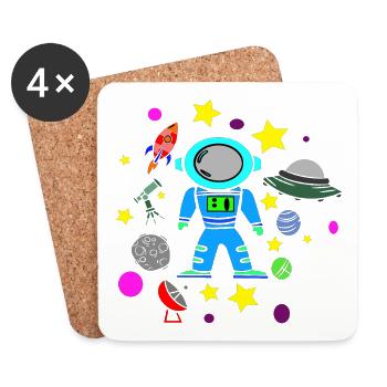 Kids Star Toys Flying Planets - Coasters (set of 4) - white - Front