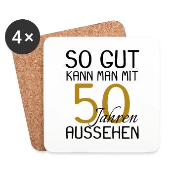 50 Geburtstag Geschenk - 50 Jahre alt - Untersetzer (4er-Set) - Weiß - Vorne