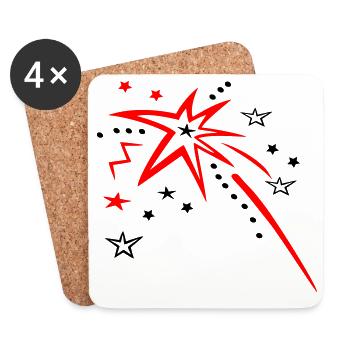 Stars, fireworks, shooting star - Coasters (set of 4) - white - Front