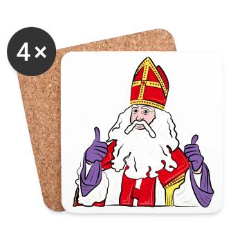 Sinterklaas Daumen hoch zwartepiet - Untersetzer (4er-Set) - Weiß - Vorne
