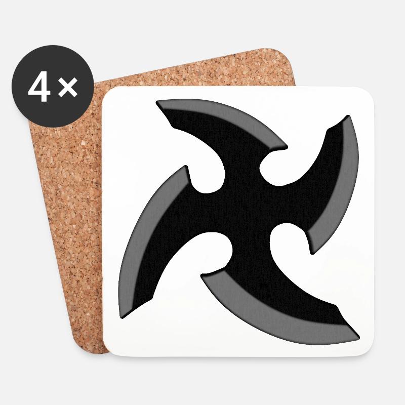 Étoile Ninja - Dessous de verre (lot de 4) - blanc