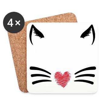 Brush heart red on black - Coasters (set of 4) - white - Front
