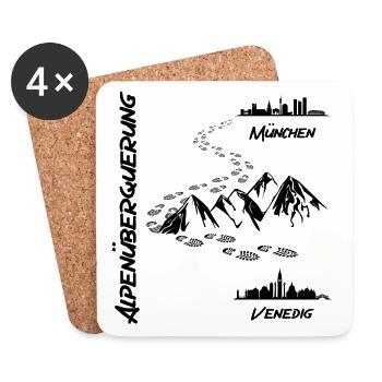 Alpenüberquerung München - Venedig - Untersetzer (4er-Set) - Weiß - Vorne