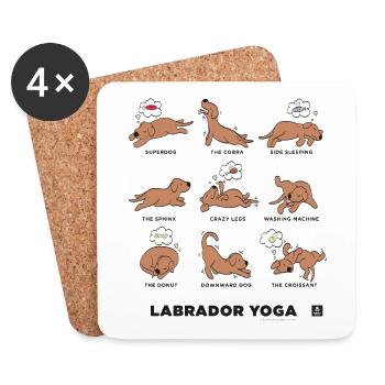 BRAUNES LABRADOR YOGA - Untersetzer (4er-Set) - Weiß - Vorne