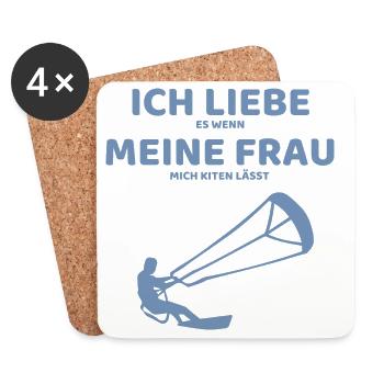 Ich liebe es wenn meine Frau mich Kiten lässt - Untersetzer (4er-Set) - Weiß - Vorne