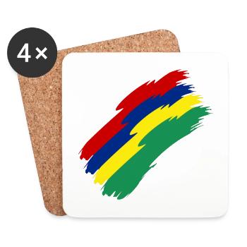 Mauritius Fahne Farben - Untersetzer (4er-Set) - Weiß - Vorne