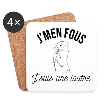 J'men fous j'suis une loutre - Dessous de verre (lot de 4) - blanc - Devant