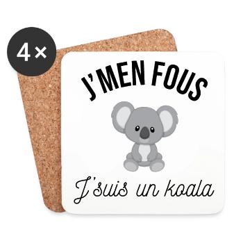 J'men fous j'suis un koala - Dessous de verre (lot de 4) - blanc - Devant