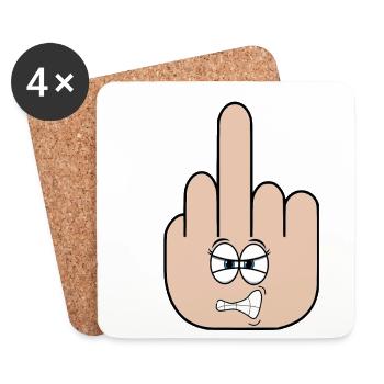 Mittelfinger - Untersetzer (4er-Set) - Weiß - Vorne