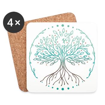 Yggdrasil Arbre de Vie du Monde - Dessous de verre (lot de 4) - blanc - Devant