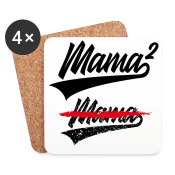 MAMA HOCH 2 KINDER - Untersetzer (4er-Set) - Weiß - Vorne