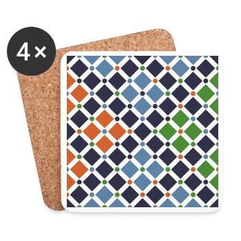 Andalusische Fliesen 11 (Alhambra, Granada) - Untersetzer (4er-Set) - Weiß - Vorne