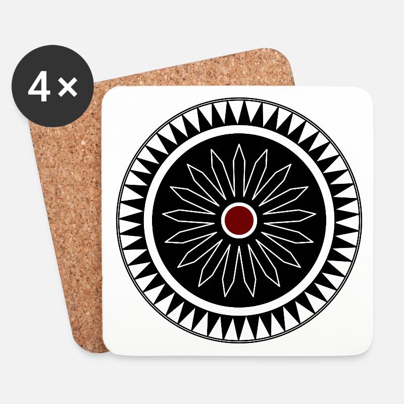Sun wreath tattoo in Polynesian - Coasters (set of 4) - white