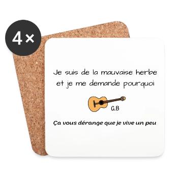 La mauvaise herbe Brassens - Dessous de verre (lot de 4) - blanc - Devant