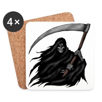 Grim Reaper mit Sense auf Schwarzem Hintergrund - Untersetzer (4er-Set) - Weiß - Vorne