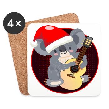 Koala Bear Christmas Guitar - Coasters (set of 4) - white - Front