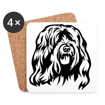 Tibetan Terrier Head - Coasters (set of 4) - white - Front