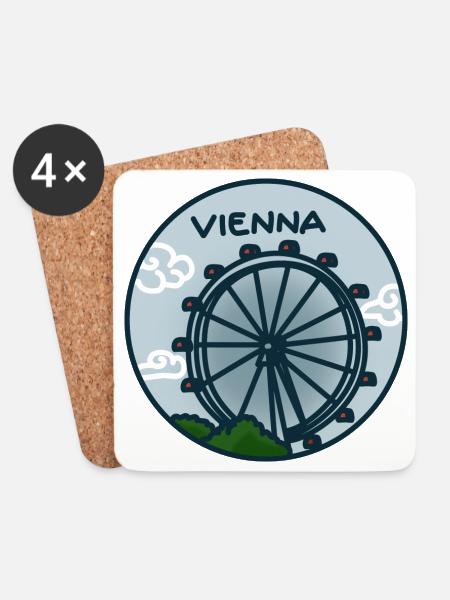 Riesenrad, Prater - Wien, Österreich - Untersetzer (4er-Set) - Weiß